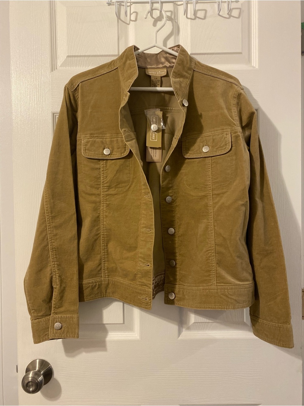 NWT Vintage Cotton Ginny Deadstock Y2K Tan Corduroy Trucker Jacket Size L